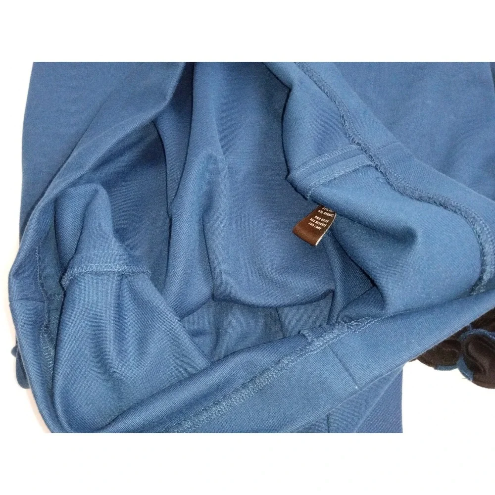 Adrienne Vittadini Size 4 Women's Sleeveless Sheath Blue‎ Dress Ruffle Neckline